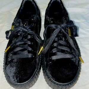 PUMA X FENTY black velvet platform sneaker